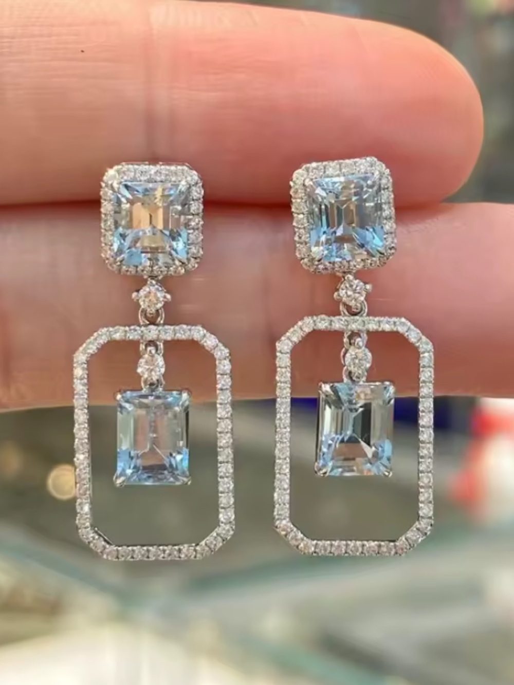 Dazzling Aquamarine Drop Earrings in Sterling Silver